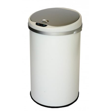 Itouchless iTouchless MT08RW Deodorizer 8 Gallon Round Sensor Trash Can Matte Finish Pearl White MT08RW